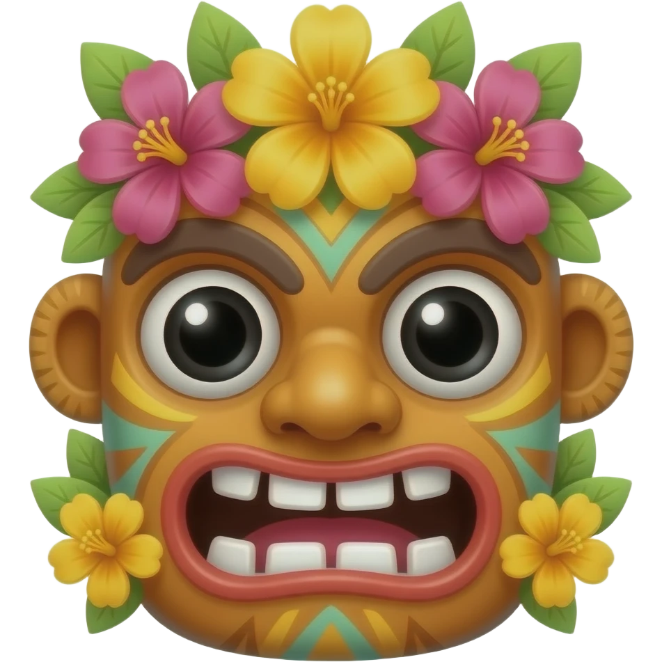 Tiki with flowers vibrant colours emoji