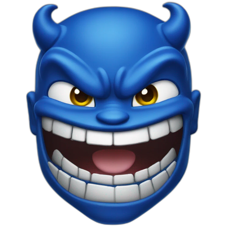Blue devil smirk face emoji