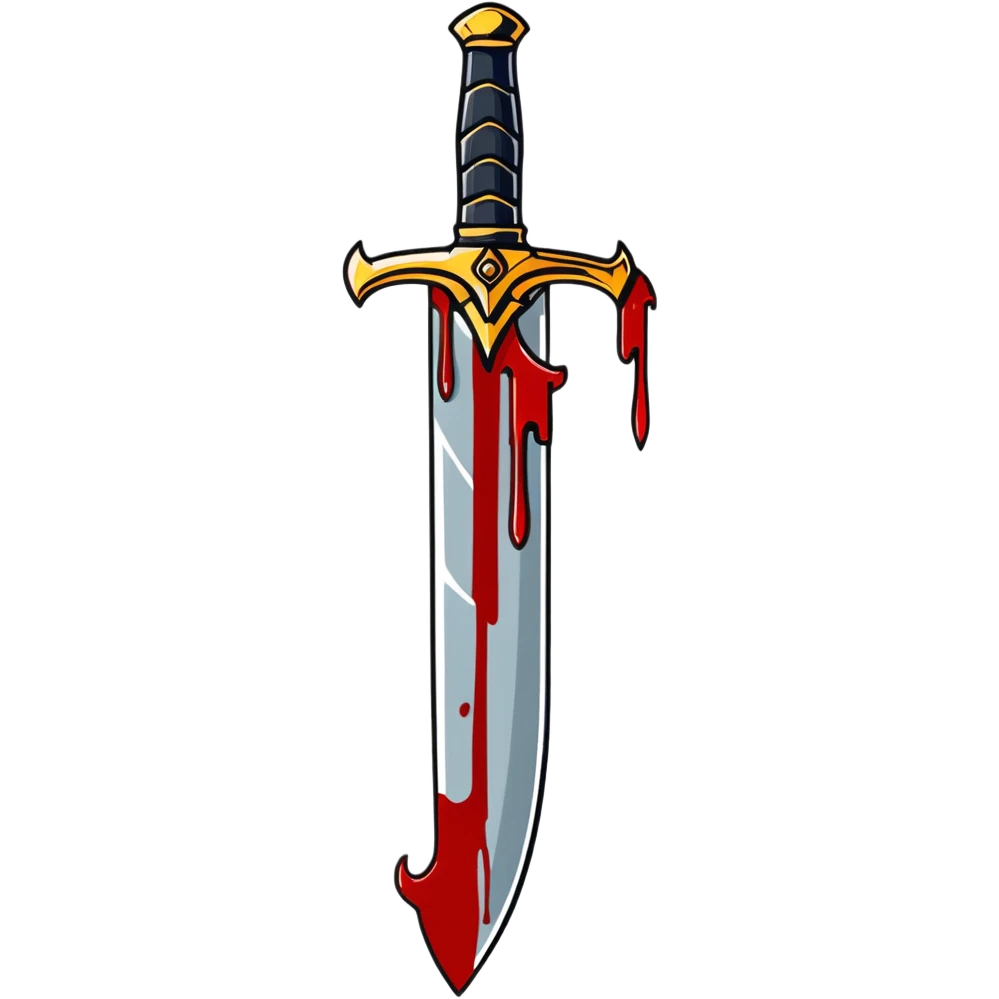 Golden razor sword with blood dripping emoji