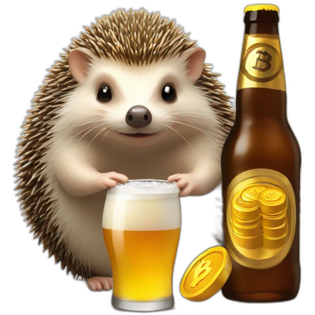 hedgehog drink beer pay bitcoin emoji