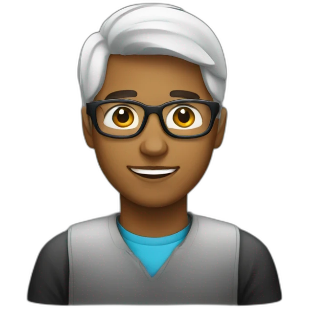 joven con lentes negros y bata de laboratorio emoji
