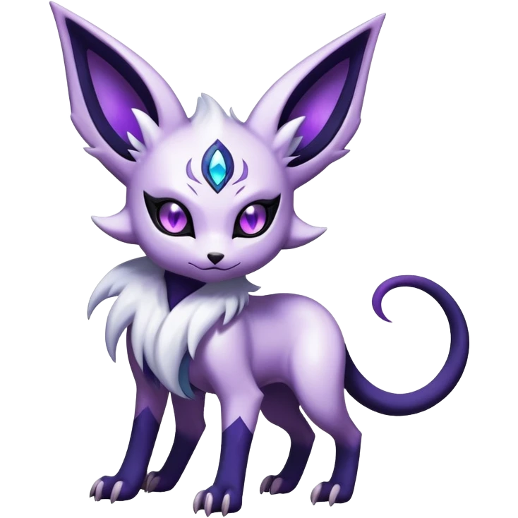 Shiny Exotic Badass Mystical Mysterious Gothic Espeon-Absol-Pokémon-Fakémon-hybrid-creature (full body) emoji