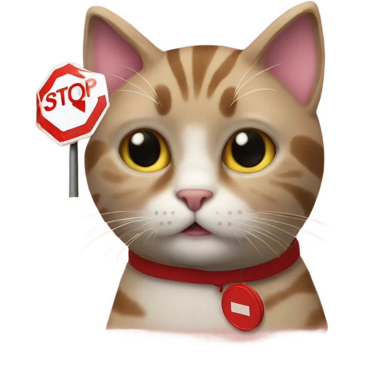 Cat with a stop sign emoji