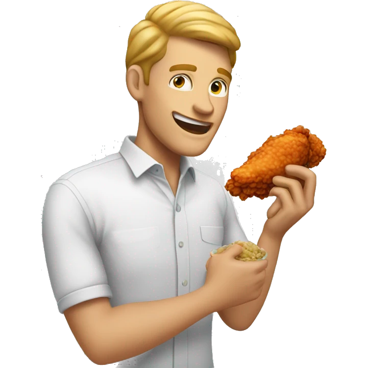 White man eating fried chicken emoji