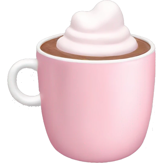 Aesthetic hot chocolate in light pink cup marshmallow  emoji