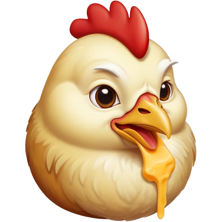A chicken eating cheese, but he doesn’t really like cheese, but he always eat cheese, but he hates everything￼ emoji