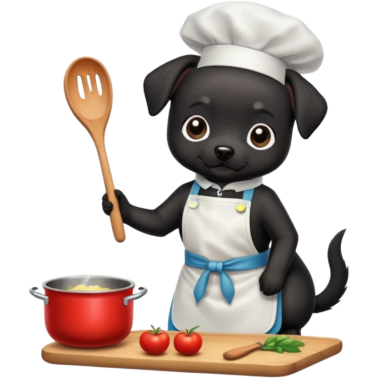 Small black dog cooking emoji