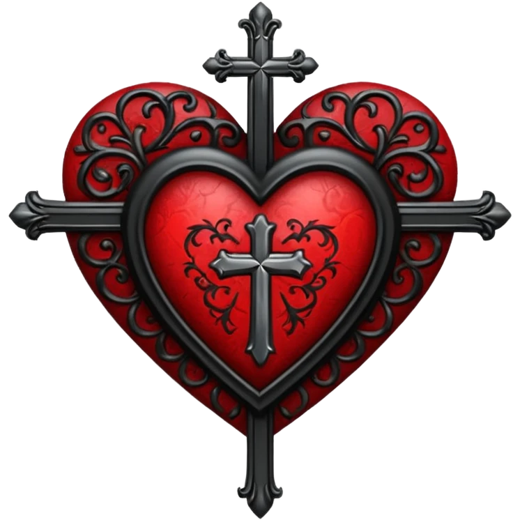 gothic heart with a cross emoji