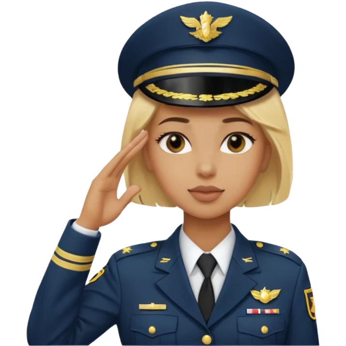 black solider woman salute with blonde hair emoji