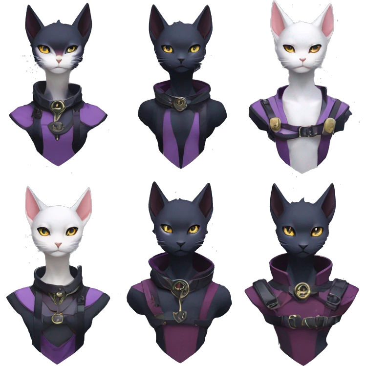 cool kawaii anime edgy distinguished pretty elegant beautiful fantasy black ethereal nargacuga-Noivern-sphynx-Quiana-Fakemon collar techwear harness belt pouches emoji