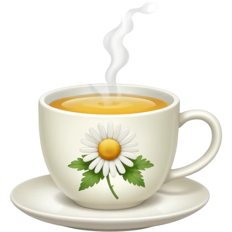 Te de manzanilla - taza blanca con una hoja a un lado del plato- No dentro emoji