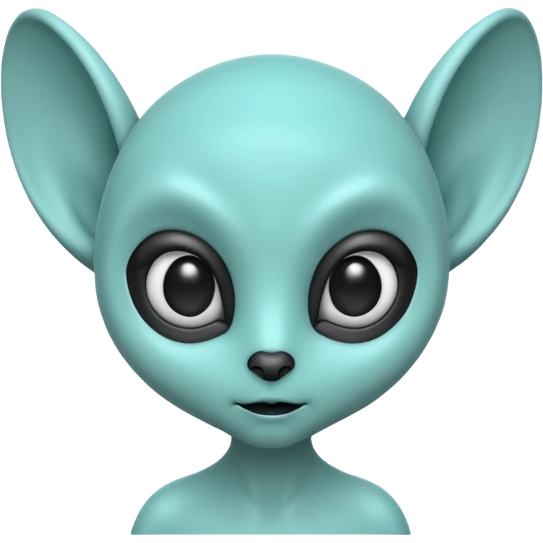 teal alien with two rounded ears and big pure black eyes emoji