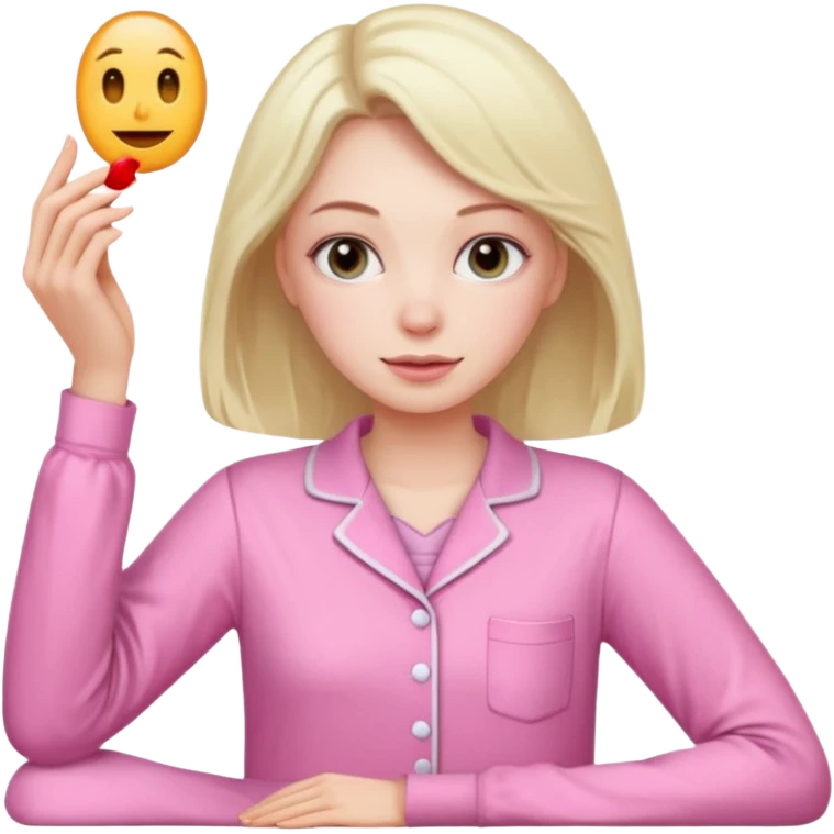 {
      "type": "human",
      "look": "pink pyjama lady, long sleeves",
    } emoji
