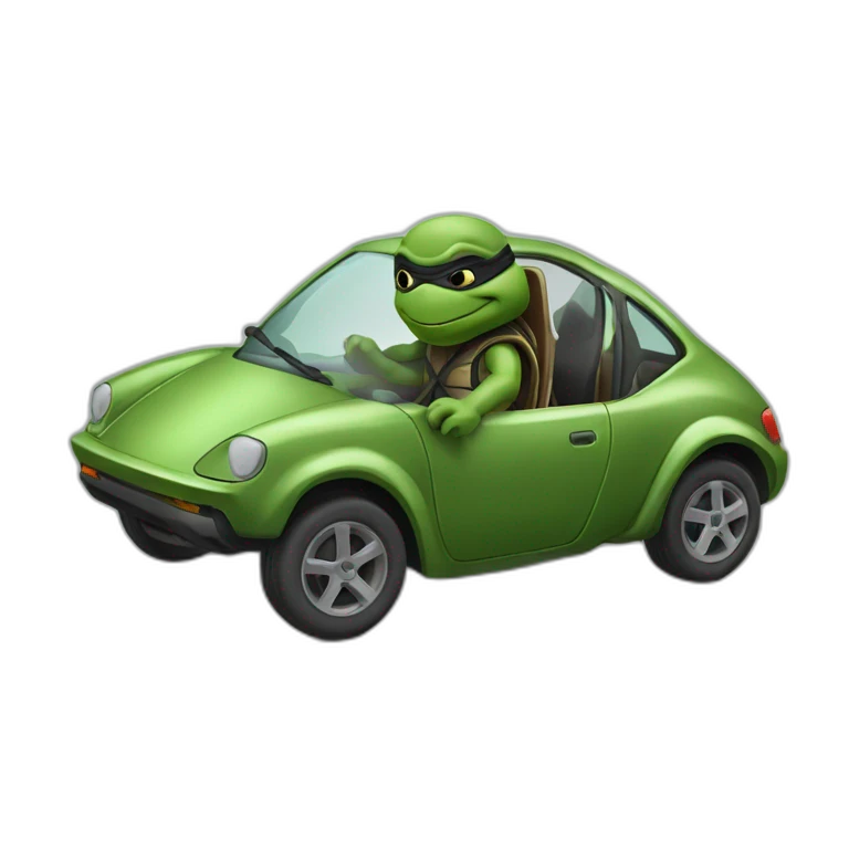 Tortue ninja dans voiture volante emoji
