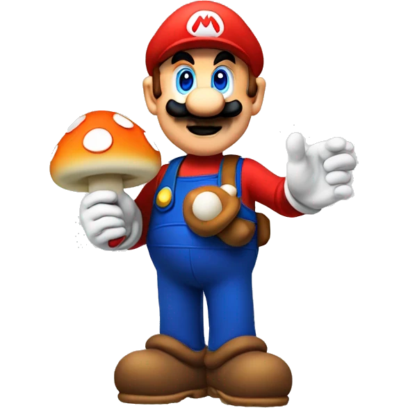 Mario holding a mushroom emoji