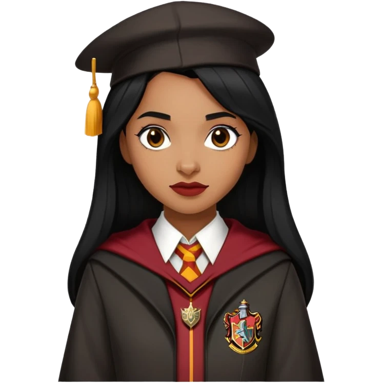 Angelina Johnson in harry potter, wear hogwarts gryfindor uniform emoji