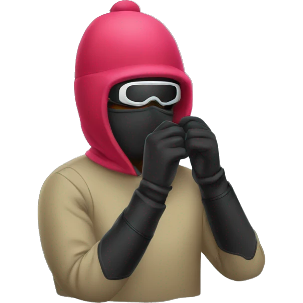 hands pulling ski mask on emoji