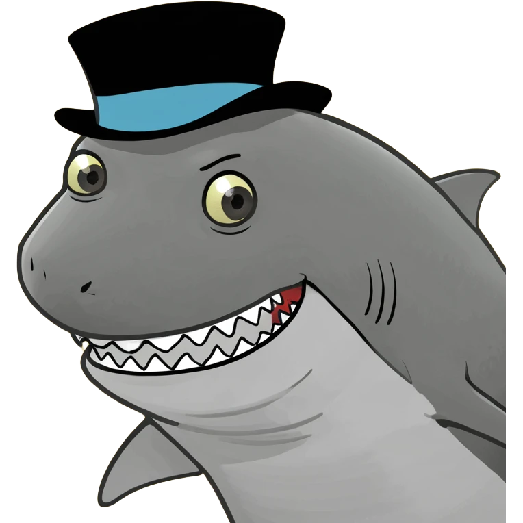 Shark with a top hat emoji