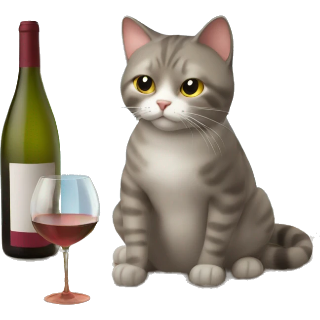 cat drinking wine by a lake emoji