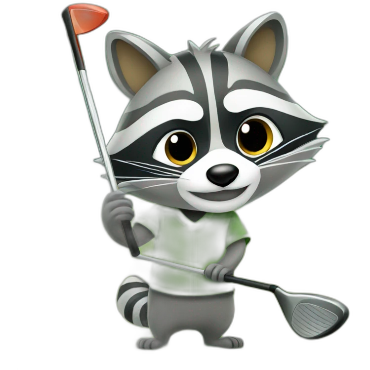 Raccoon playing golf emoji