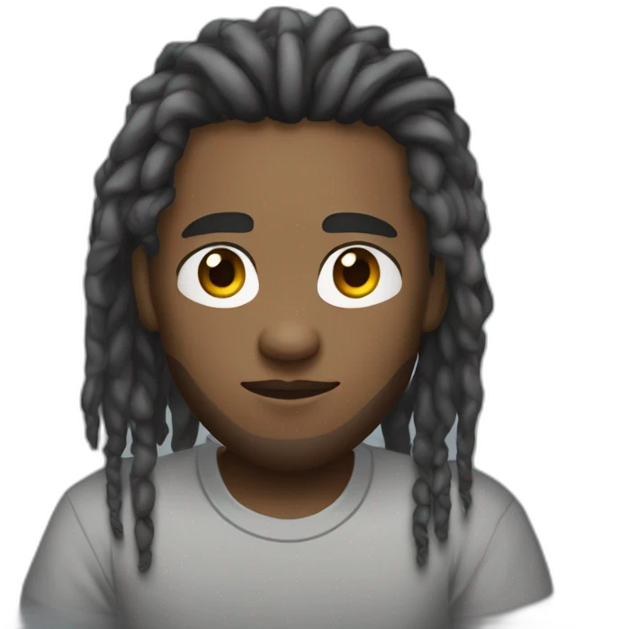 young black male with black long length dreadlocks with middle part and brown eyes and a shadow beard, wearing grey T-shirt,while having crossed arms and having silver rolex on wrist emoji