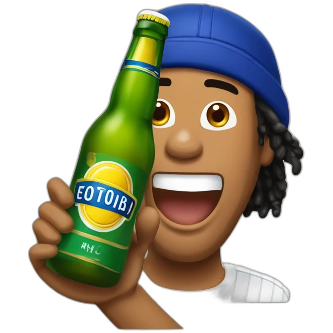 Ronaldinho brindando una botella de cerveza emoji