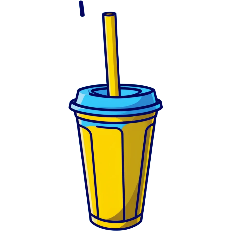 napkins, soda straws, yellow disposable cup emoji