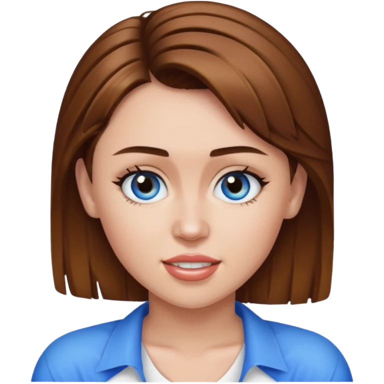 Miley Cyrus with blue eyes, brown hair emoji