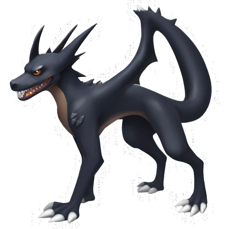 Black Cool Edgy Nargacuga-Garchomp-Houndoom-Sergal Fakémon with Edgy markings,  full body emoji