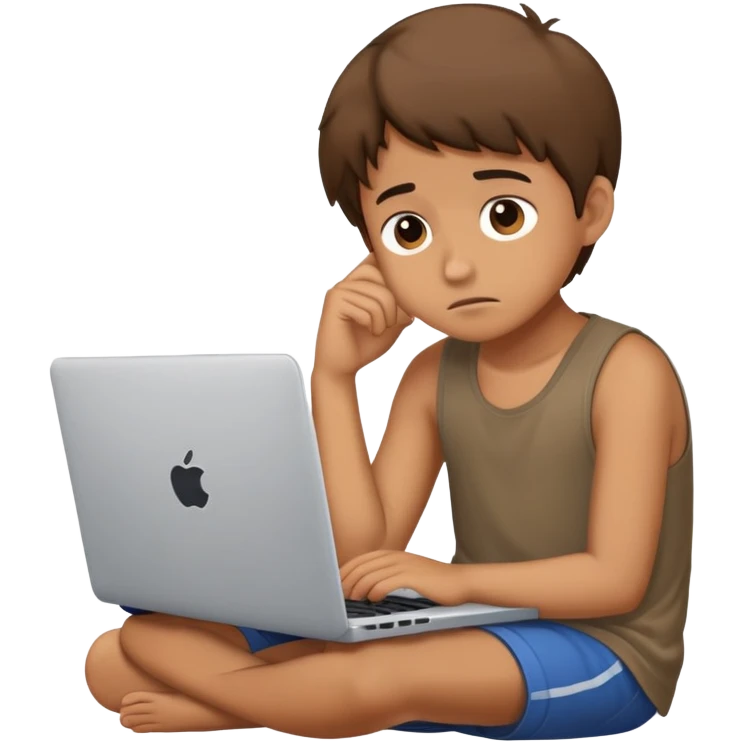 یه پسر که از دیباگ کردن خسته شده پشت لپتاپ emoji