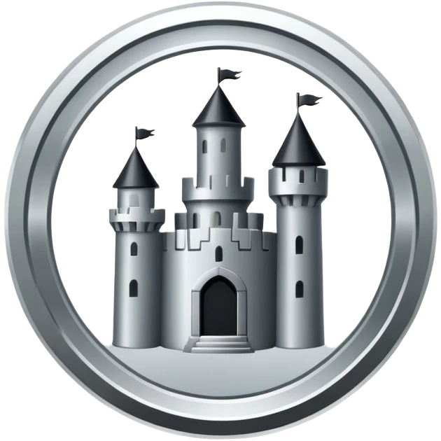 flat minimalist icon of a cicle that is the ridges or a coin or castle with a rook in it emoji