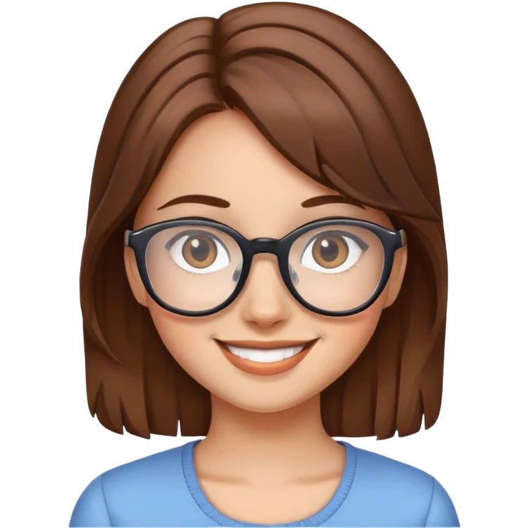 smiling girl with glasses and brown  emoji
