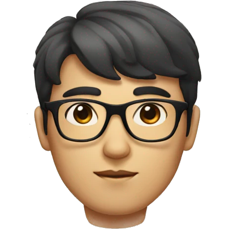 guy with thick eyebrow and lips with korean bangs and square glasses emoji