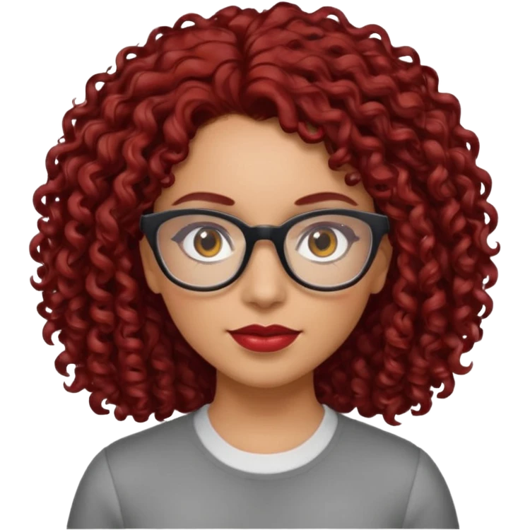 hispanic women with brown eyes and clear glasses and dark red  curly hair emoji