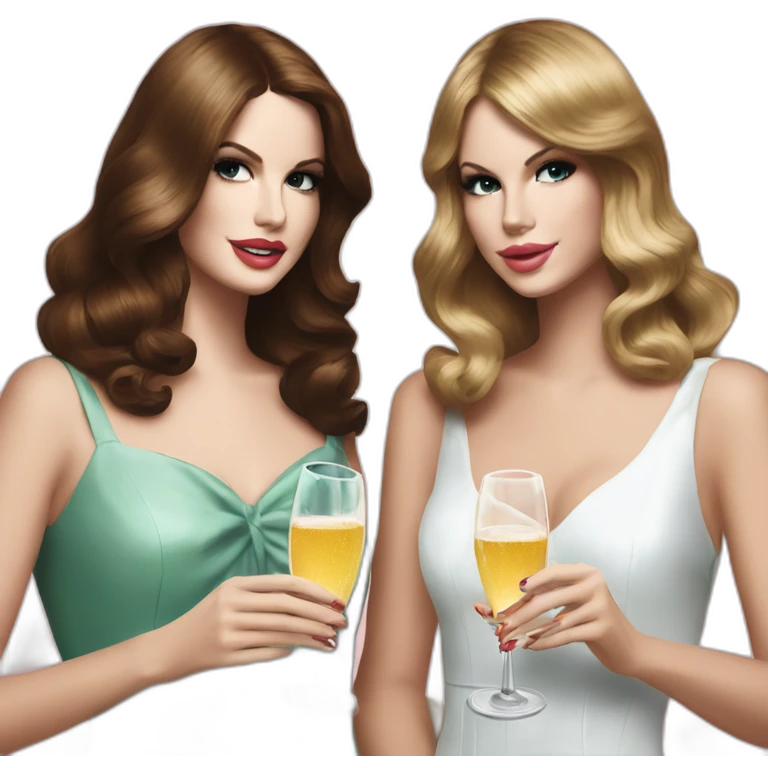 Lana del Rey & Taylor Swift drinking champagne emoji