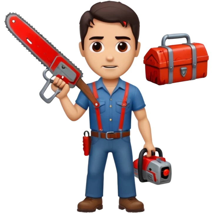  ash from the movie evil dead  movie Emoji with change all in the place of his right hand emoji