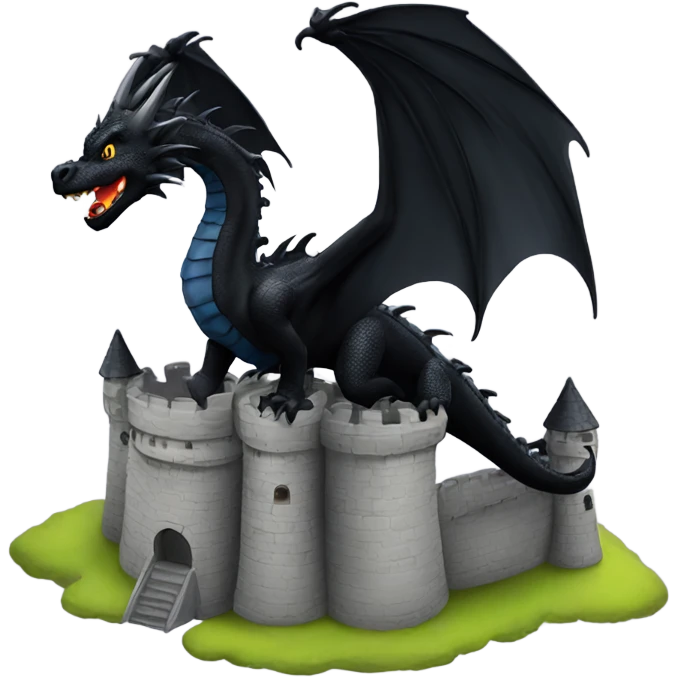 black dragon on a castle emoji