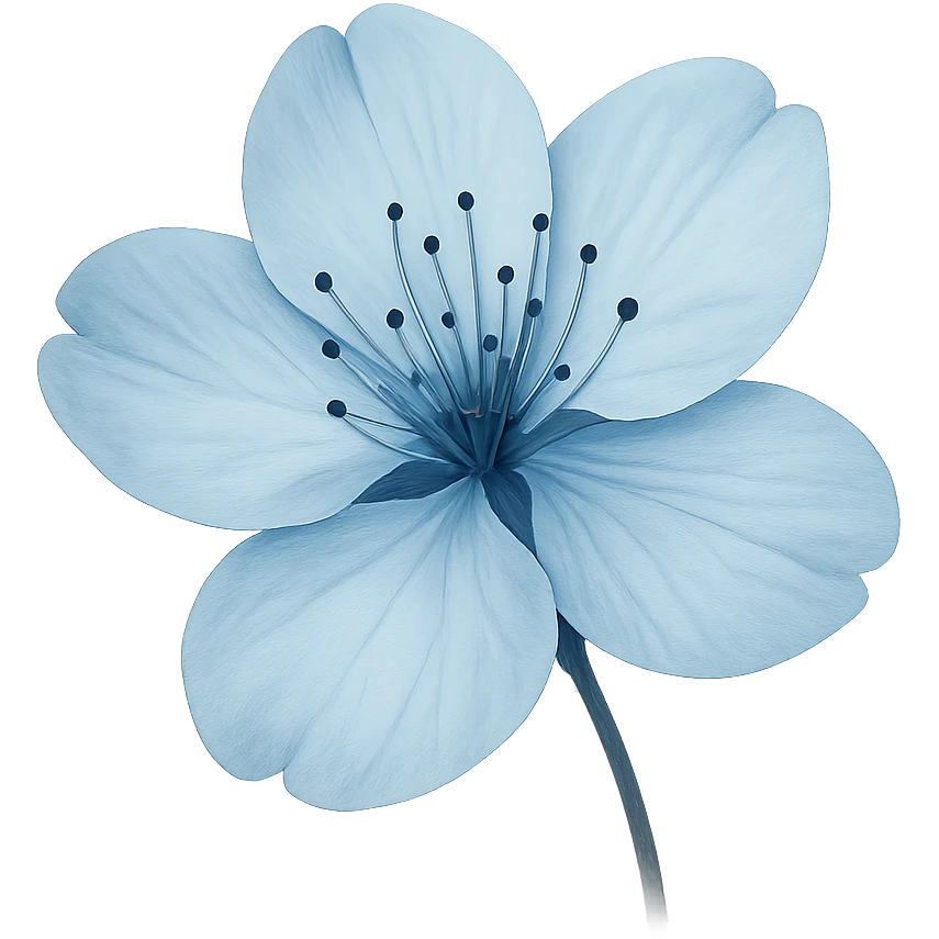 show one blue cherry blossom, remove background emoji