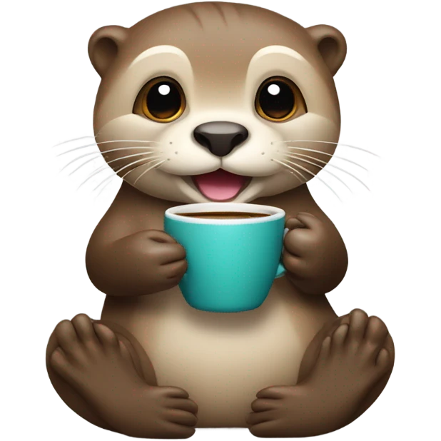 An otter enjoying a cup of coffee emoji