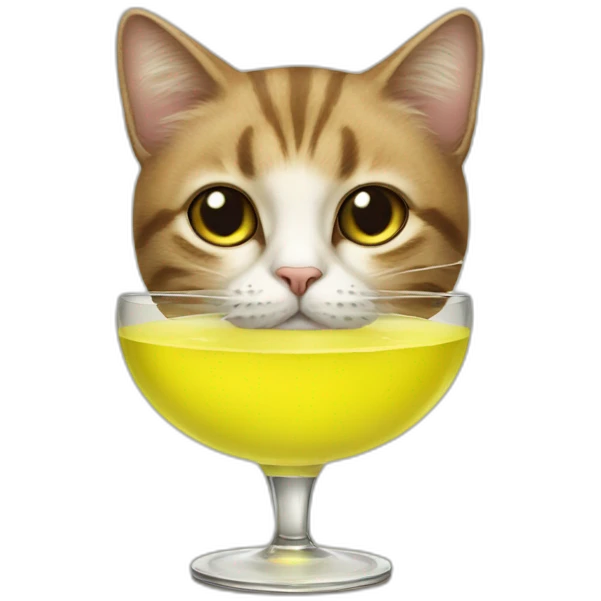 A cat with a shot of limoncello. emoji