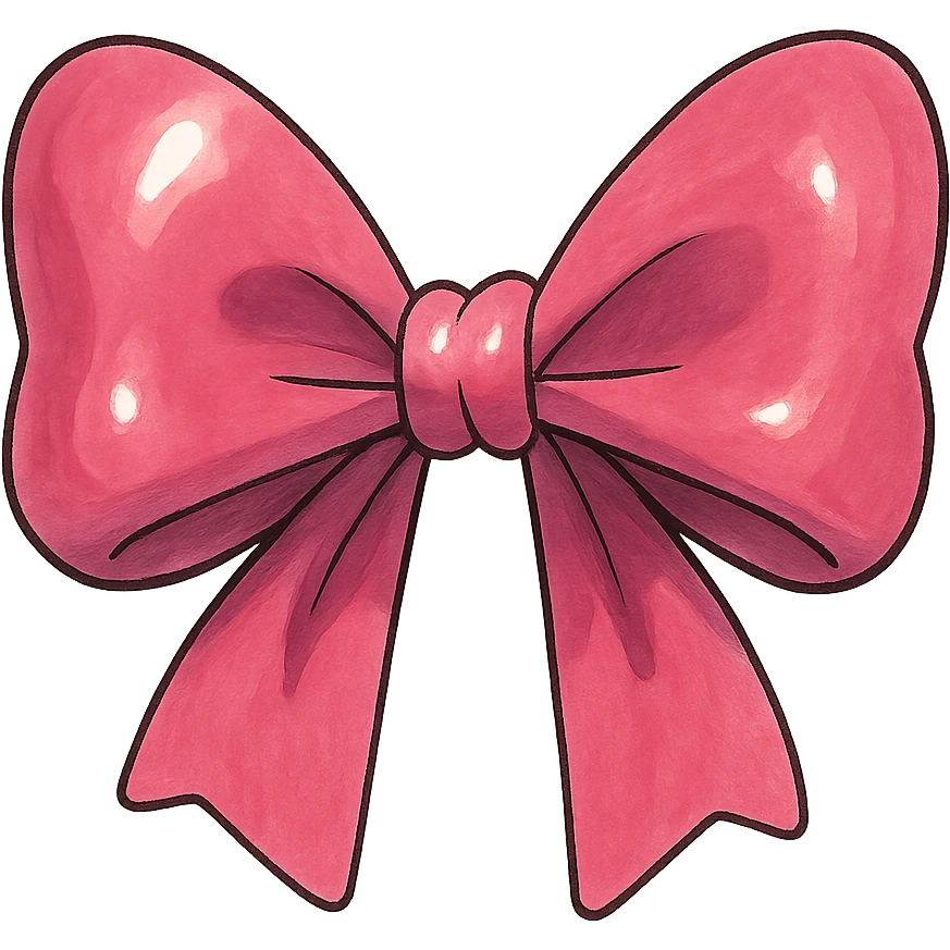 ghibli style shiny pink bow emoji