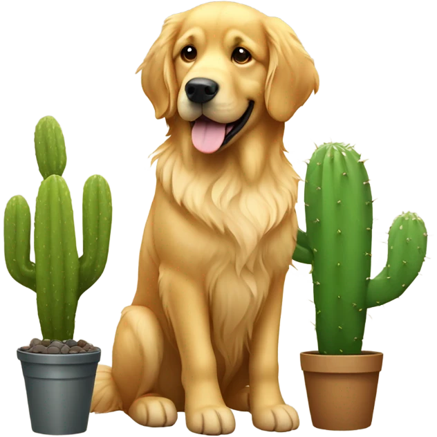 Golden retriever cactus emoji