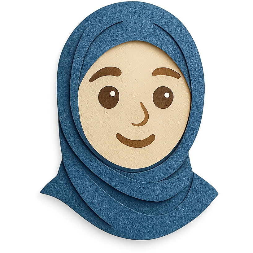 cute hijabi with white skin, brown eyes, flowy hijab emoji
