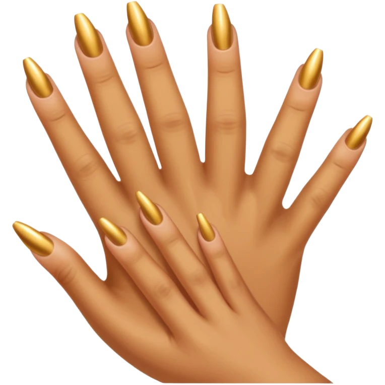 Tan skin hand with really short gold nails emoji