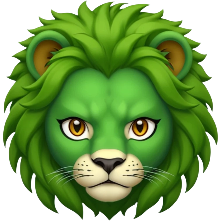 green Hooded lion woman emoji