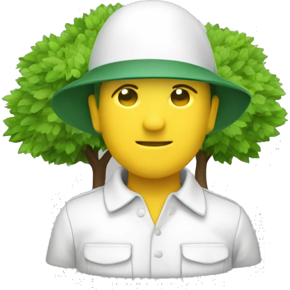 gardener pith helmet jacket white green trees  emoji