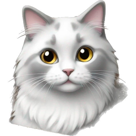 White Grey Ragdoll cat in a box with a love heart emoji