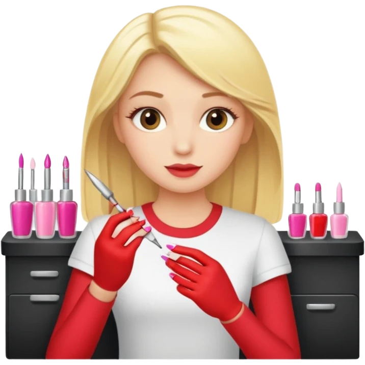 Blondie girl making nails emoji
