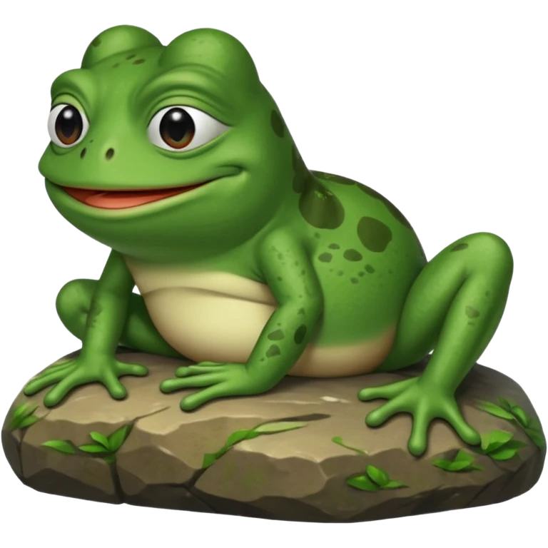 pepe meme sitting on rock emoji