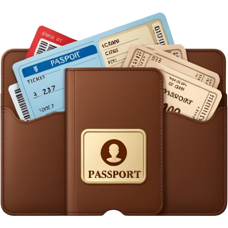 brown passaport and tickets emoji